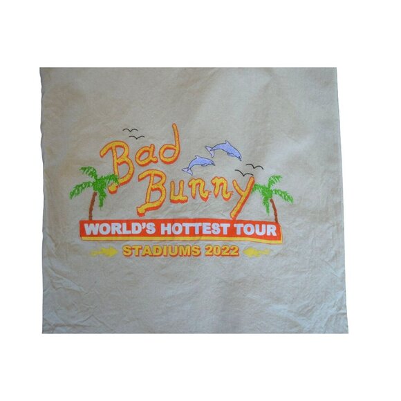 Bad Bunny The World's Hottest Tour Concert Canvas Tote Bag Souvenir 2022 Travel - Picture 2 of 3